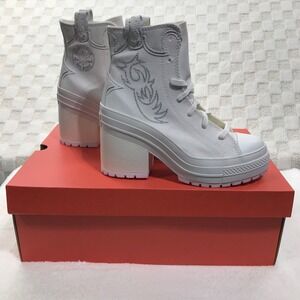 Converse Chuck 70 De Luxe Heel Western Hi Platform Shoes White Women's Size 8